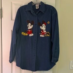 Disney Denim Shirt with Mickey and Minnie